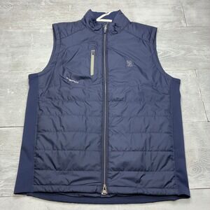 Zero Restriction Golf Vest Mens L Navy Blue Primaloft Quilted Insulated Full Zip